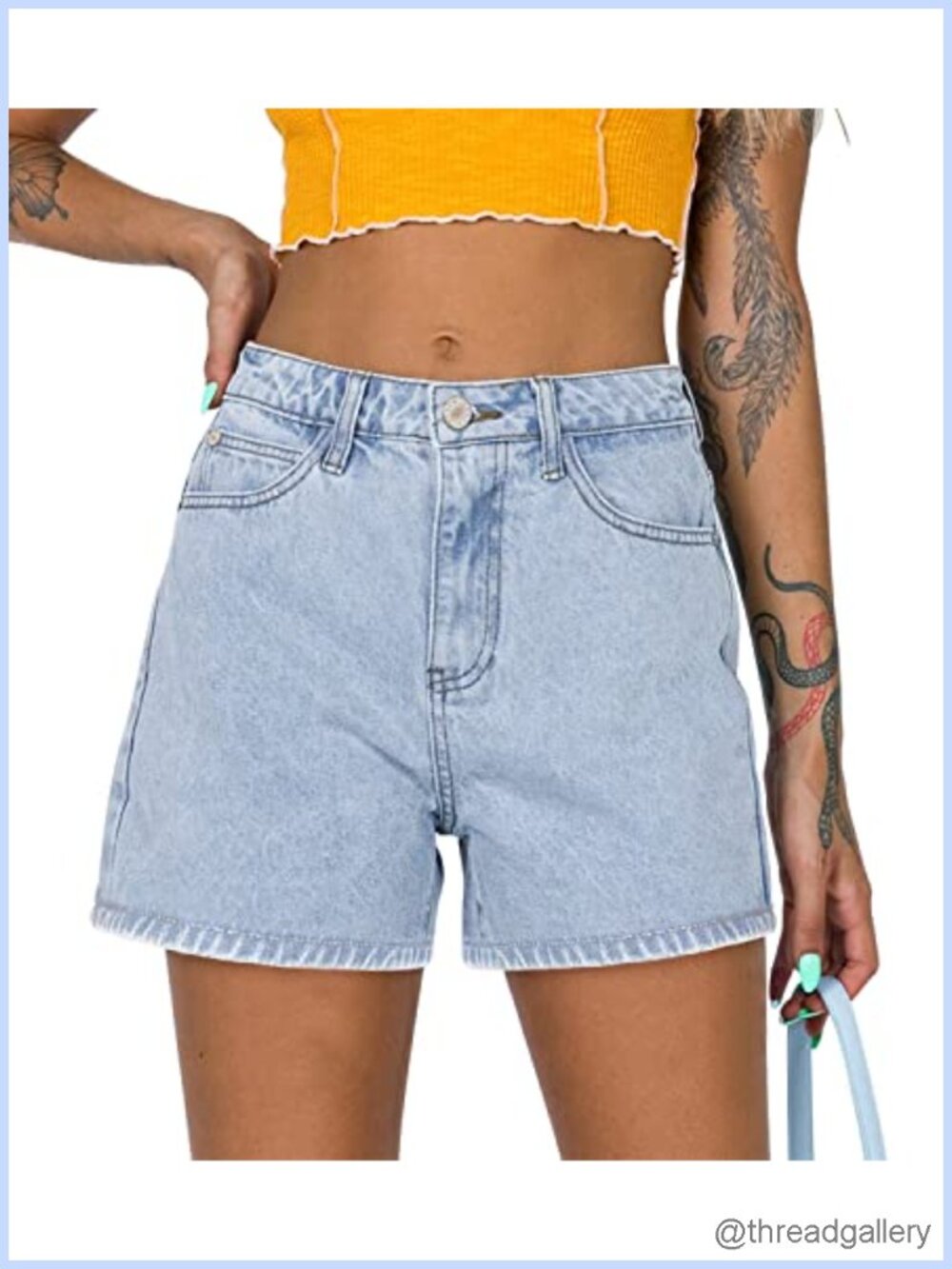 Stretchy Denim Jean Shorts High Rise Cut Off Frayed Hem Summer Casual
